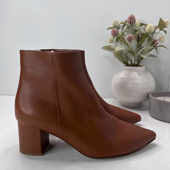 L'agence Jeanne II Leather Pointed Toe Bootie Luggage Brown Women's 7.5/EU 37.5 - Picture 3 of 11